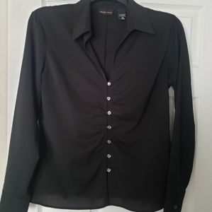 Black Stretch Collar Blouse